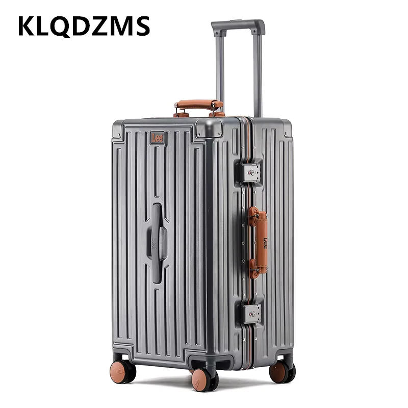 KLQDZMS กระเป๋าเดินทางผู้ชาย 20 นิ้ว Boarding Box 24 "26" กรอบอลูมิเนียมรถเข็น 28" ขนาดใหญ่ความจุผู้หญิงกระเป๋าเดินทาง