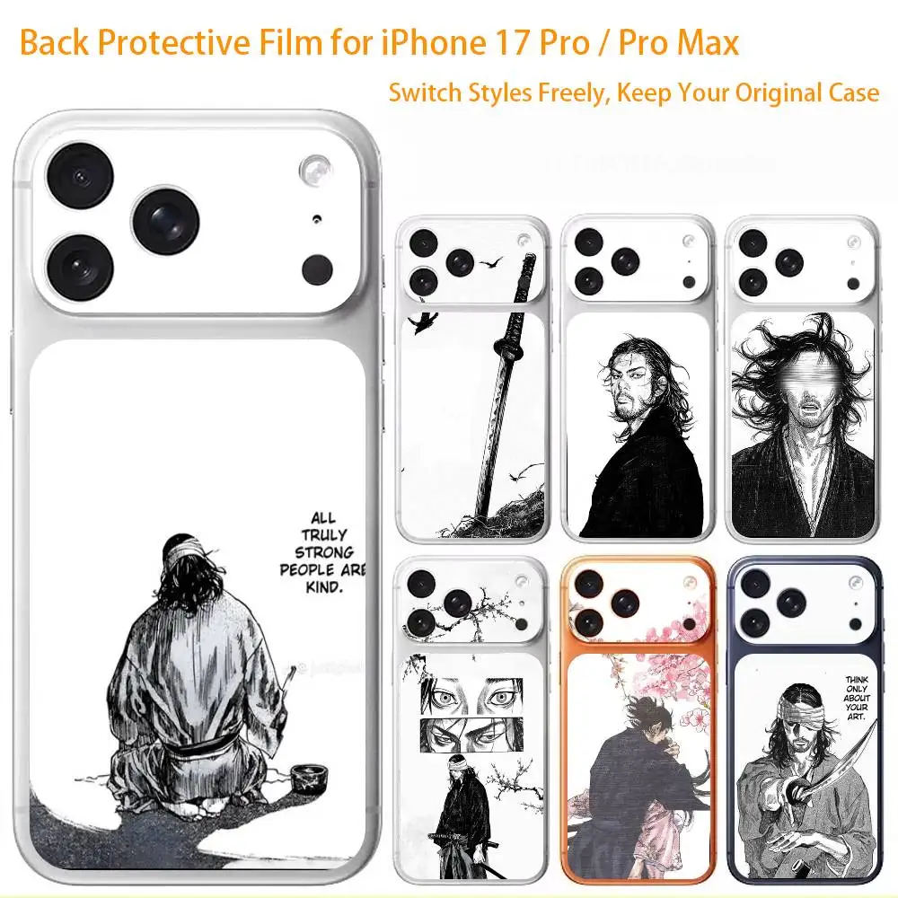 

V-Vagabond Samurai Anime 3D Full Body Skin Decal for iPhone 17/Pro Max/Air, Color Rear Protective Sticker