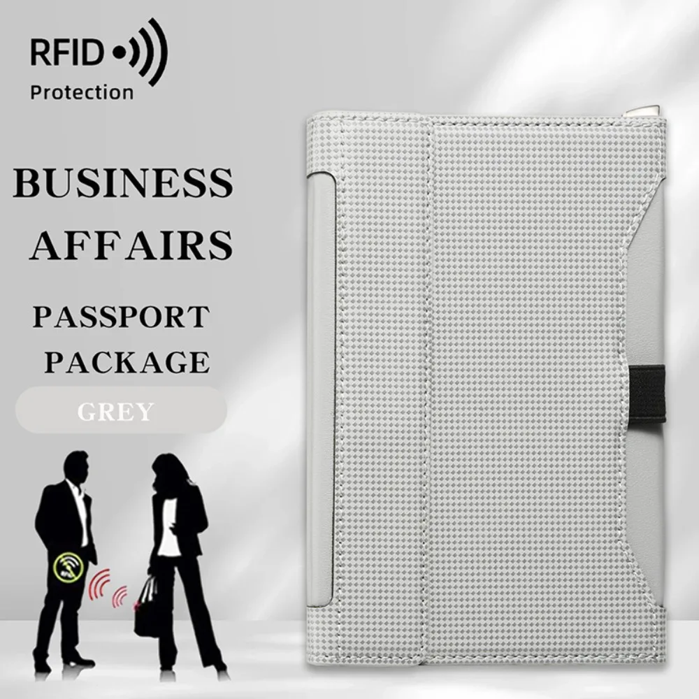 

High Quality Solid Color Passport Holder Leather Ticket Slot Clip Protective Cover Protector RFID Blocking Travel Card Bag
