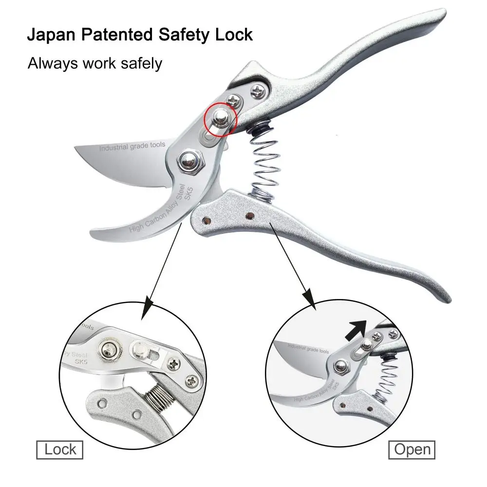 High Quality Steel Pruning Shears Snips Comfort Grip Pruner Rust-Resistant Horticulture Tools Scissors