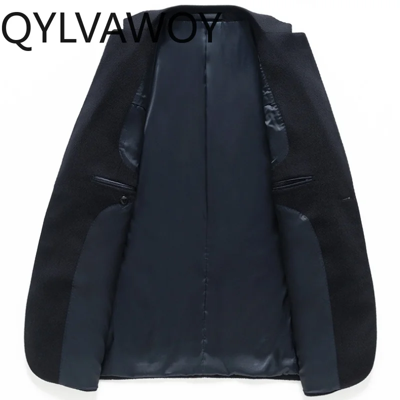 QYLVAWOY Luxury 100% Cashmere Coats for Man High Quality Cashmere Trench Coat Men Clothing Casual Men's Jacket casaco masculino