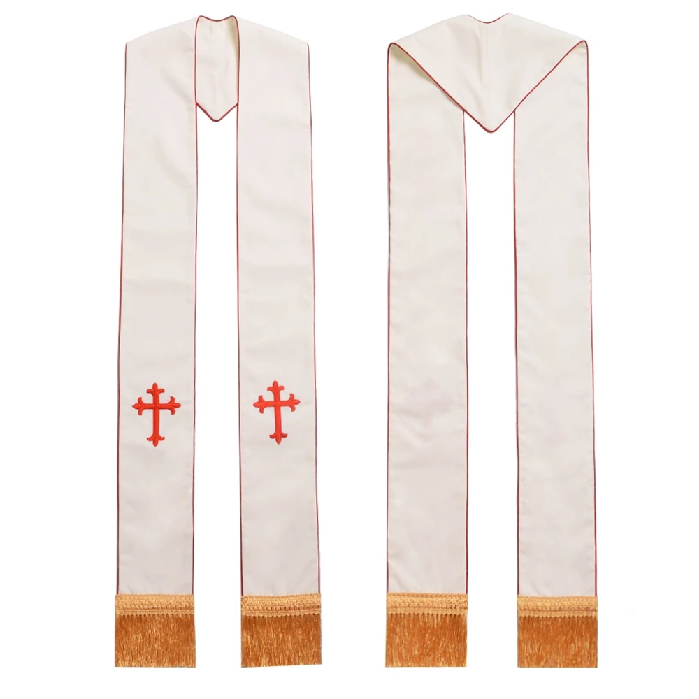 Schwarze Stola für Geistliche, Priesterkreuz, Bestickte Kostüme, Priesterstolen für Männer und Frauen mit Quastenmuster – Detail 10