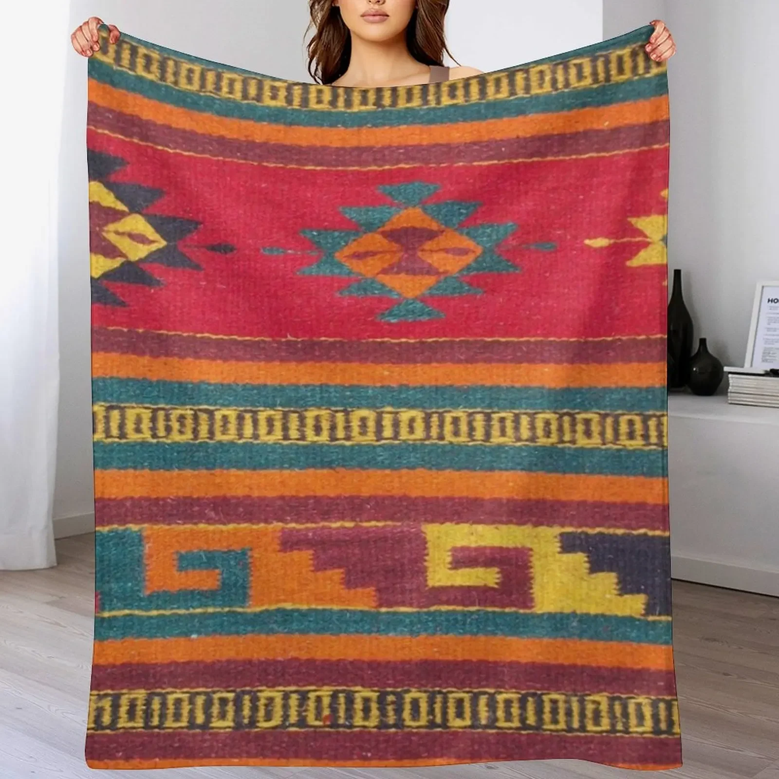 

Colorful red Aztec Pattern Throw Blanket Decoratives Quilt Heavy Kid'S Blankets