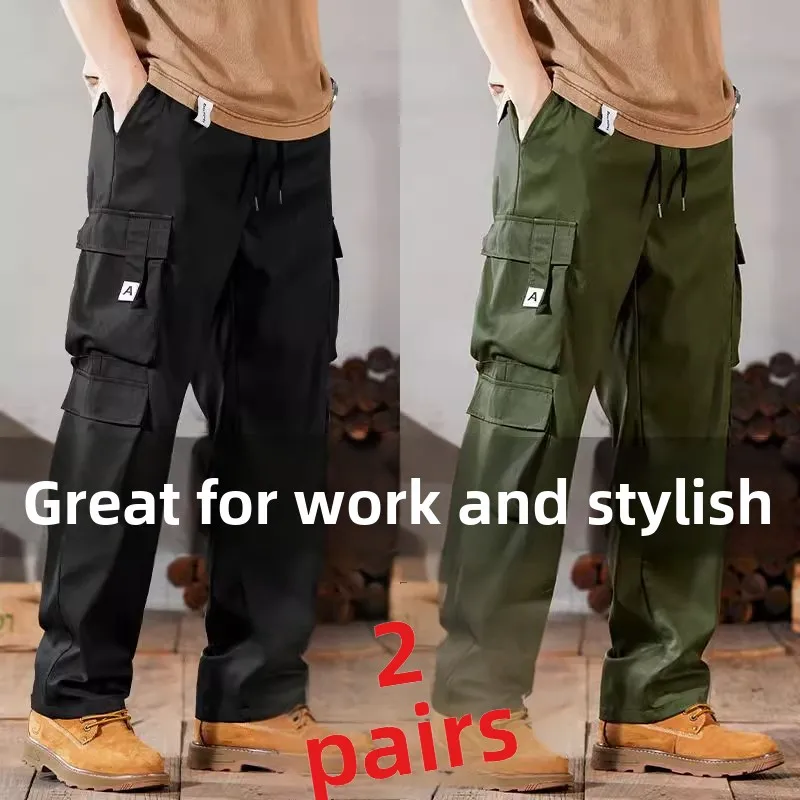 Men's Casual Workwear Pants Multi-Pocket Straight Leg Labor Protection Trousers Wear-Resistant Car Repair Pants Breathable