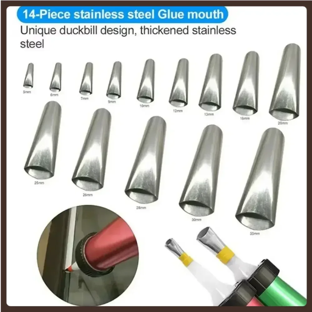 14Pcs Stainless Steel Caulking Finisher Caulk Nozzle Applicator Silicone Sealant Finishing Tool Kitchen Bathroom Sink Joint