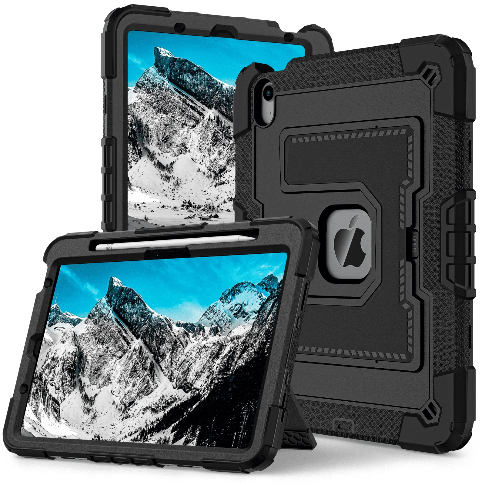 

Shockproof Tablet Cover for iPad Air 4/5th/Air 11 M2 with Pen Tray Rotation Handle Stand Rugged Safe Non-toxic Soft Silicon Case