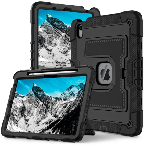 Funda para tableta a prueba de golpes para iPad Air 4/5th/Air 11 M2 con bandeja para bolígrafo, soporte con mango de rotación, funda de silicona suave resistente, segura y no tóxica
