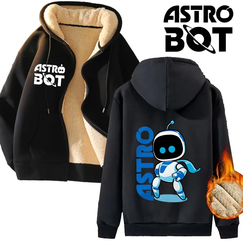 Astro Bot Jacket Women Men Hooded Sweatshirt Adult Winter Fleece Coat Game Figure Warm Demi-season Clothes Outerwear Tops Gift