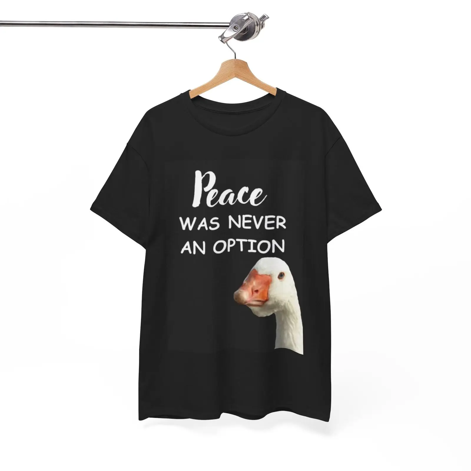 Peace Was Never An Option Funny T Shirt Duck Heavy Cotton