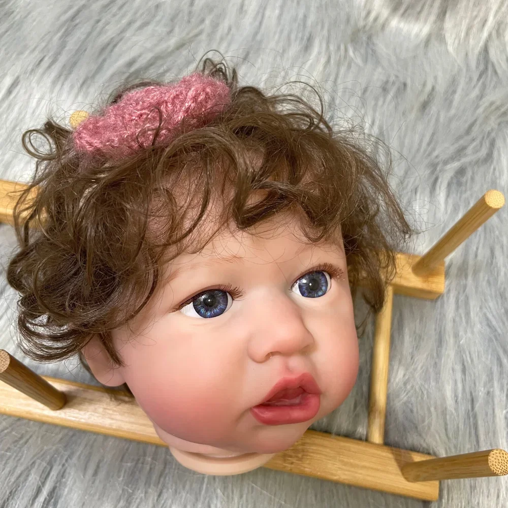 22Inch Already Painted Reborn Doll Kit Saskia Hand-rooted Hair With Cloth Body and Blue Eyes Unassembled DIY Doll Parts Toy