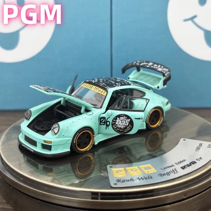 1:64 RWB930 Tiffany Blue Alloy, полностью открытая миниатюрная модель автомобиля из сплава, украшение для взрослых, игрушка для мальчика, детский праздничный подарок на день рождения