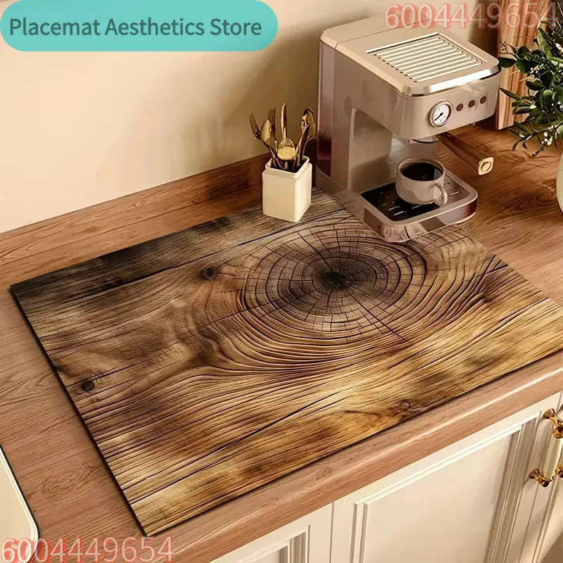 Holzmaserung-Absorptionsunterlage für Arbeitsplatten, Abtropfunterlage, Spülbecken-Abtropfmatte, weiche Wasserhahn-Absorptionsunterlage, Spülbecken-Untersetzer, Küchenzubehör