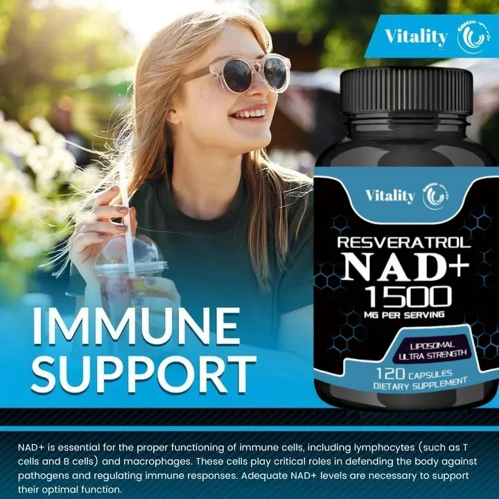 NAD supplement, 1500mg liposome NAD+resveratrol containing supplement, Nad Plus promoting supplement - supporting cell health