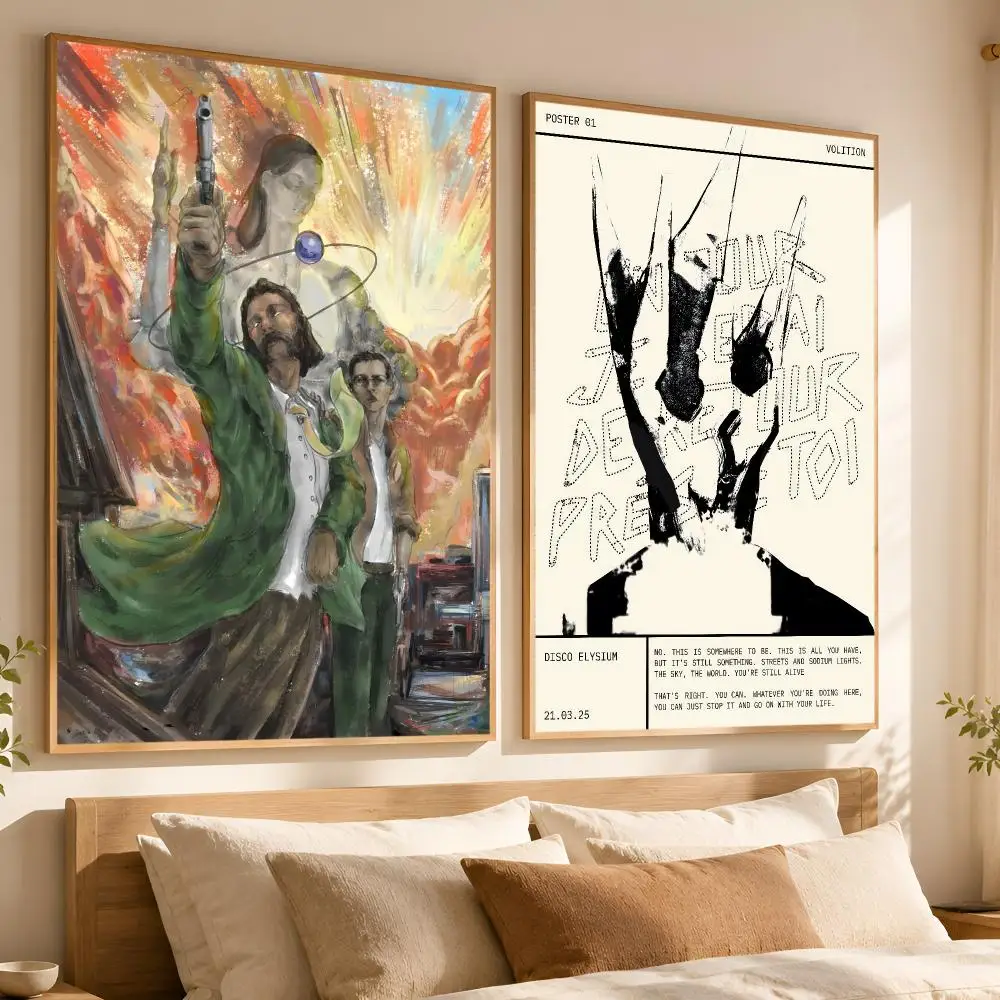 Disco Elysium Hot Video Game Poster Matte Self-Adhesive Wall Art Print Living Room Bedroom Home Wall Decor