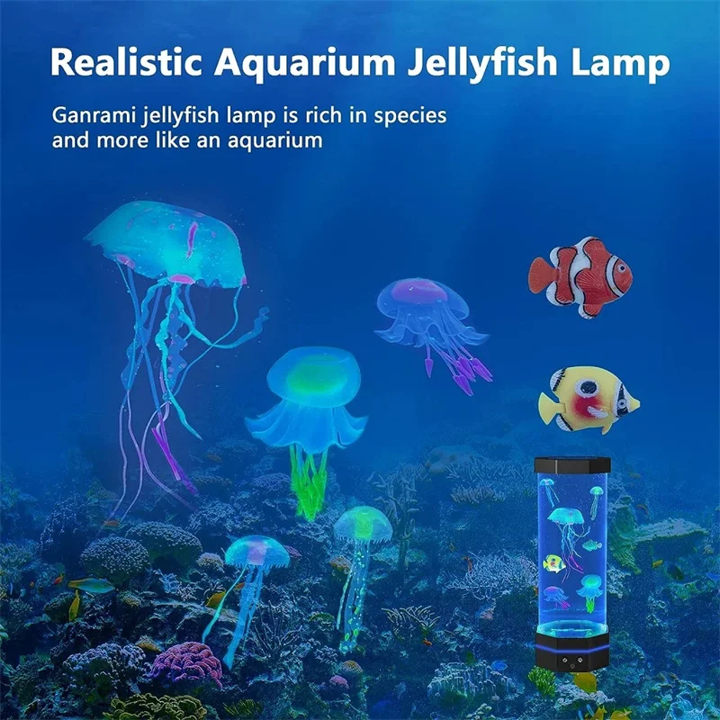 Lampe à lave méduse avec télécommande, lampe méduse, lampe poisson à bulles enfichable USB, veilleuse C pour enfants, Proxy 17 couleurs, 15 pouces