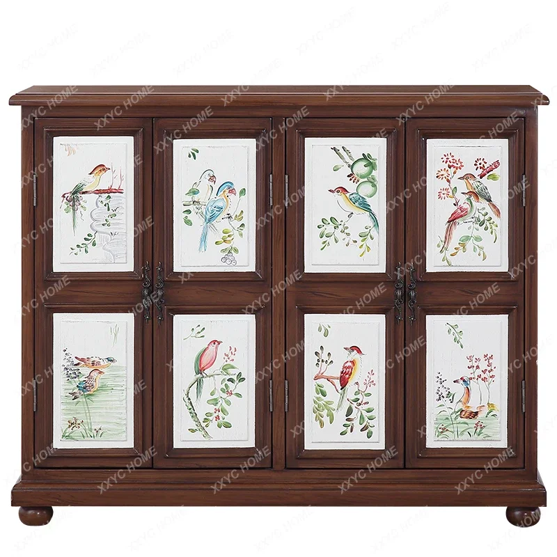 

L porch wall storage cabinet retro painted side cabinet