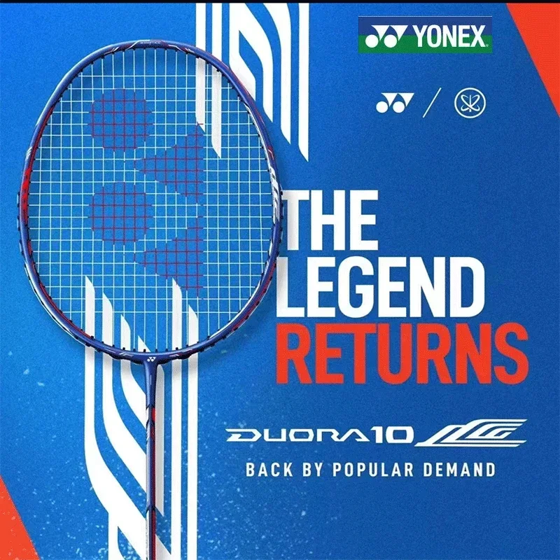 Raqueta de bádminton Yonex DUORA10 Frost Blue, doble hoja, serie 10, juego de bádminton, todo en carbono, libras personalizables con línea