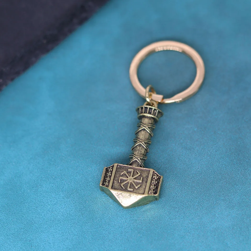 Slavic Keychain Hammer Of Thor Kolovrat Pendant Key Chains For Men Women Mythology Jewelry Amulet Talisman Gift