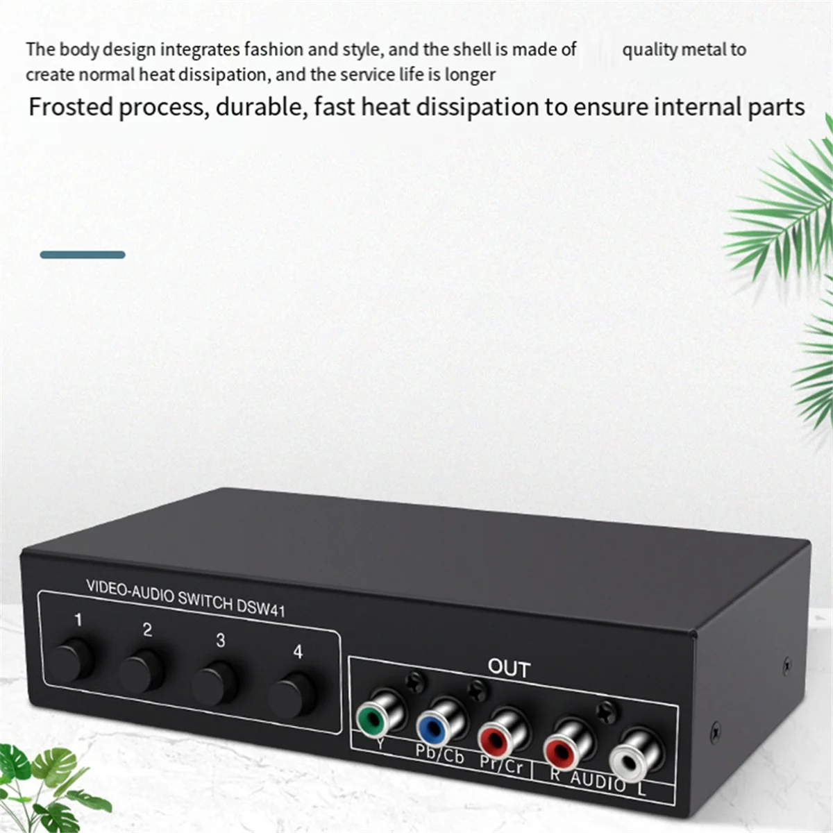 4x1 Komponente Video Signal Switcher YPbPr YCbCr Audio DSW41 Teiler Panel Taste Manuelle Schalter CVBS 720P Metallgehäuse
