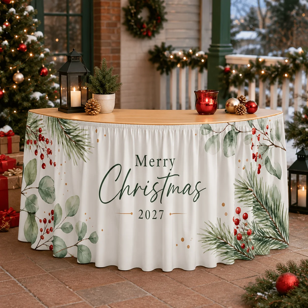 One-piece table flag table skirt 2D Flat Banner - Flat printed polyester table skirtzyc