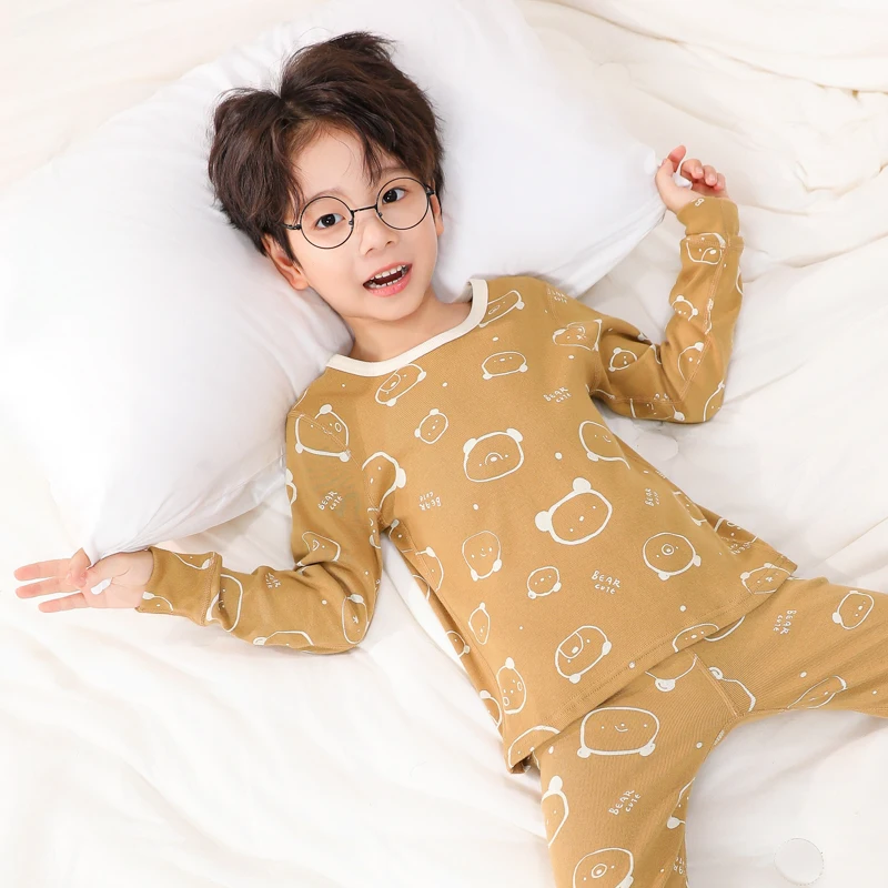 【LF】Kids Autumn Pajamas 100-160cm Set Cotton Boys Girls Long Sleeve Loungewear Set for Autumn Winter