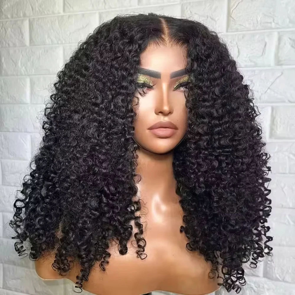 

No Glue Curly Wig V Part 100% Human Hair 180% 200% Density 32 Inches Upgrade Brazilian Wig Easy Install Natural Black Women Hair