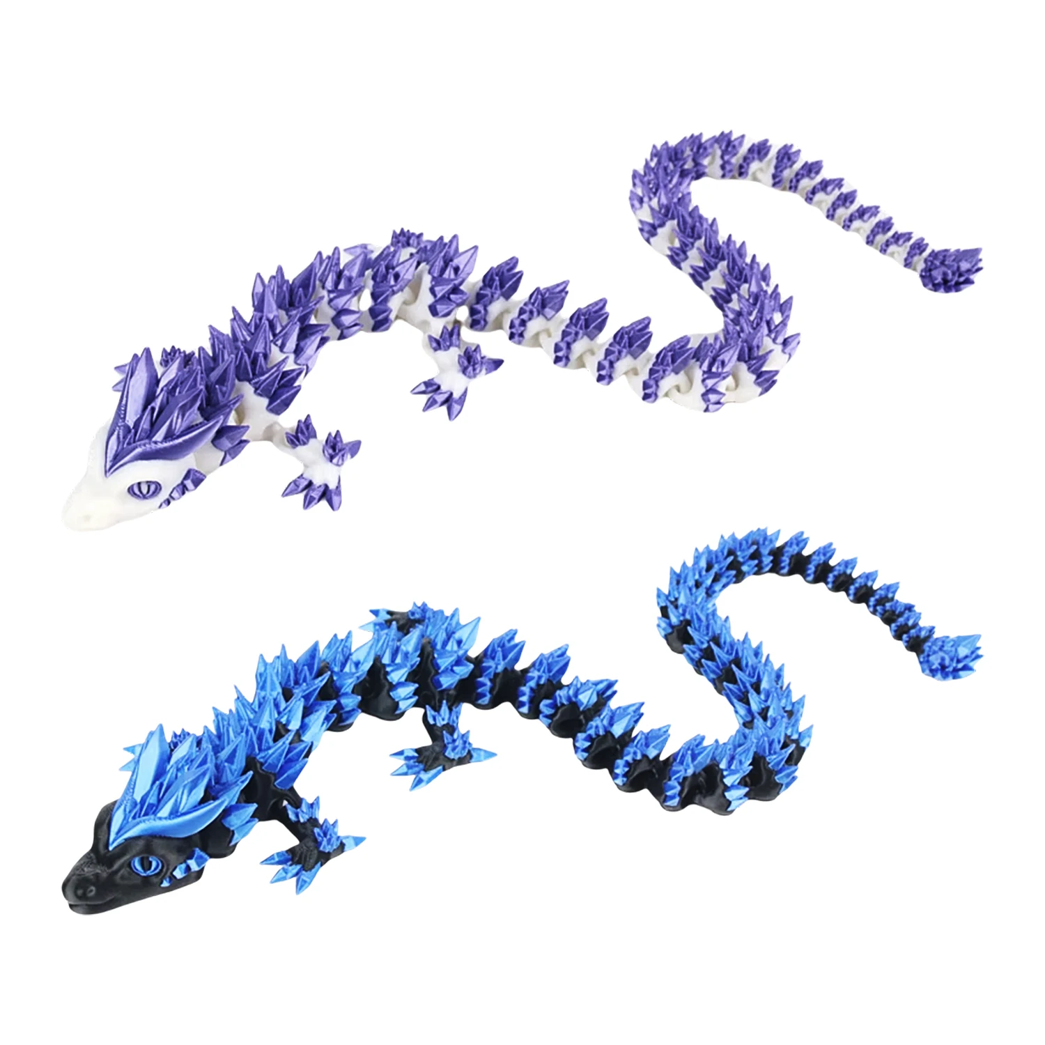 3D printed mysterious two-color spiky dragon model crystal dragon, white purple and black blue color collection