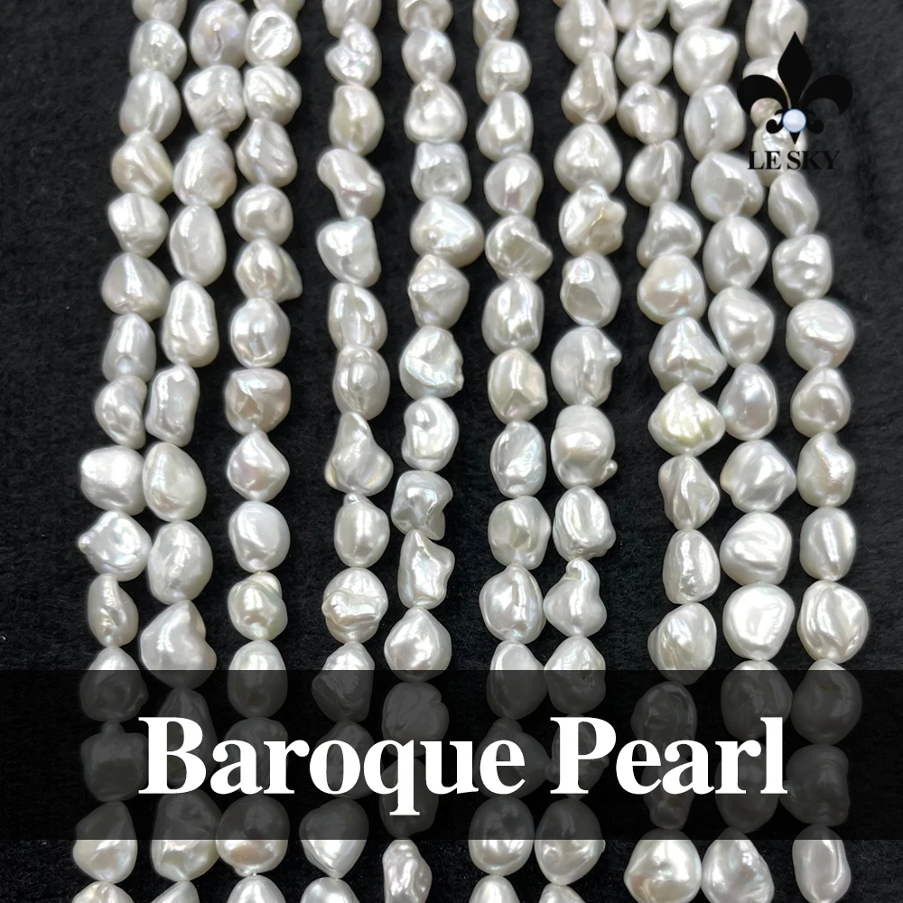 

Broken Silver Baroque Pearls Bead 6-8mm 100% Natural Freshwater Pearl Loose Beaded for Making DIY Jewerly Necklace Bracelet 36cm