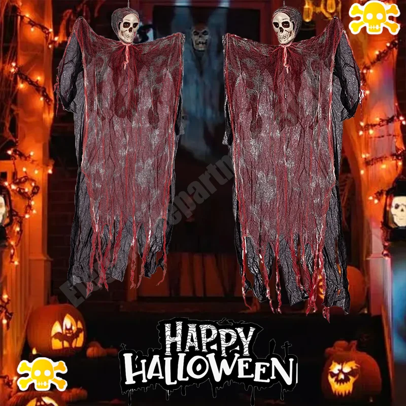 

2/1 шт. дом с привидениями, украшения на Хэллоуин, подвесной призрак, череп, страшный скелет, мрачный жнец, открытый сад, тема ужасов для вечеринки