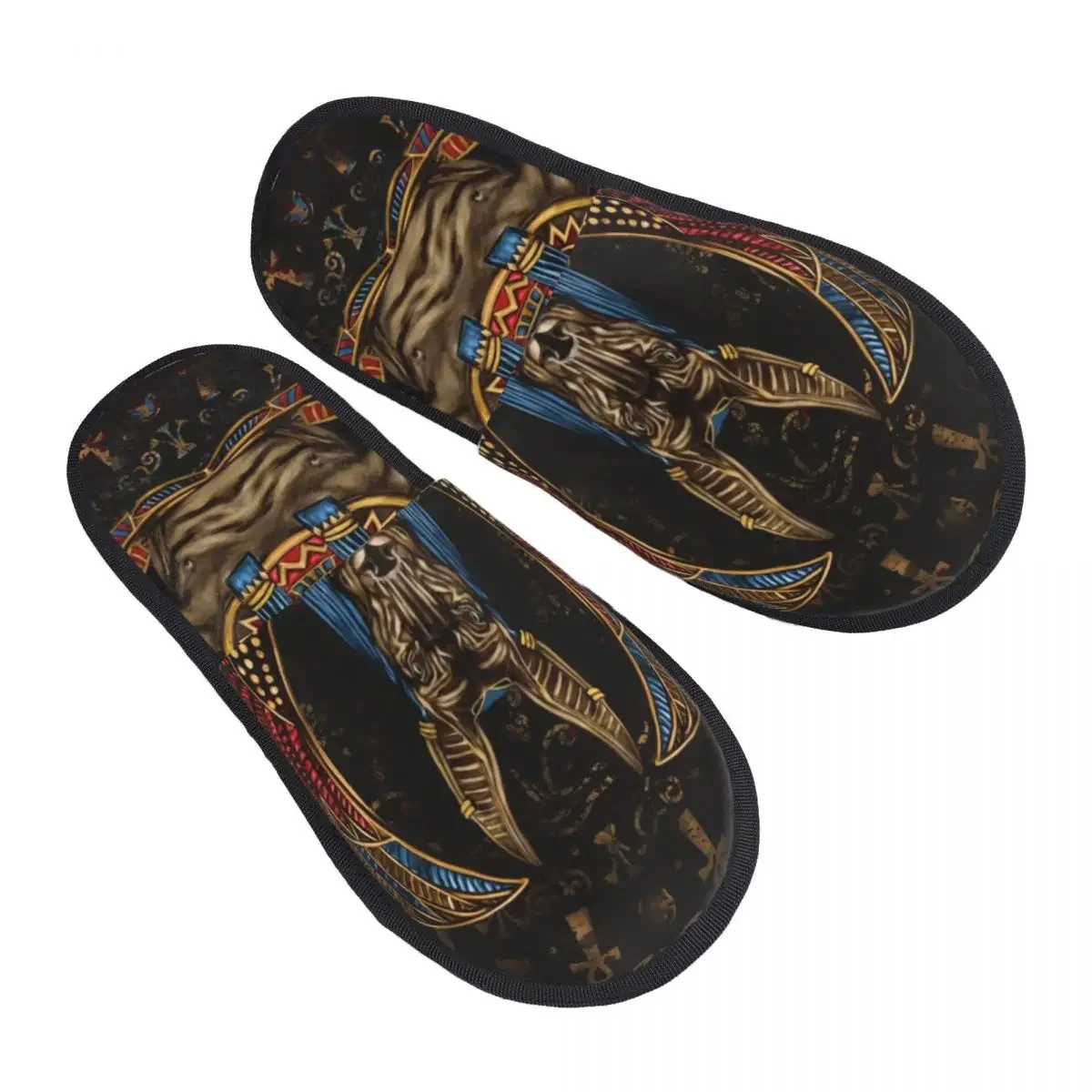 Custom Print Women Anubis Egyptian God House Slippers Cozy Warm Ancient Egypt Memory Foam Fluffy Slipper Indoor Outdoor Shoes