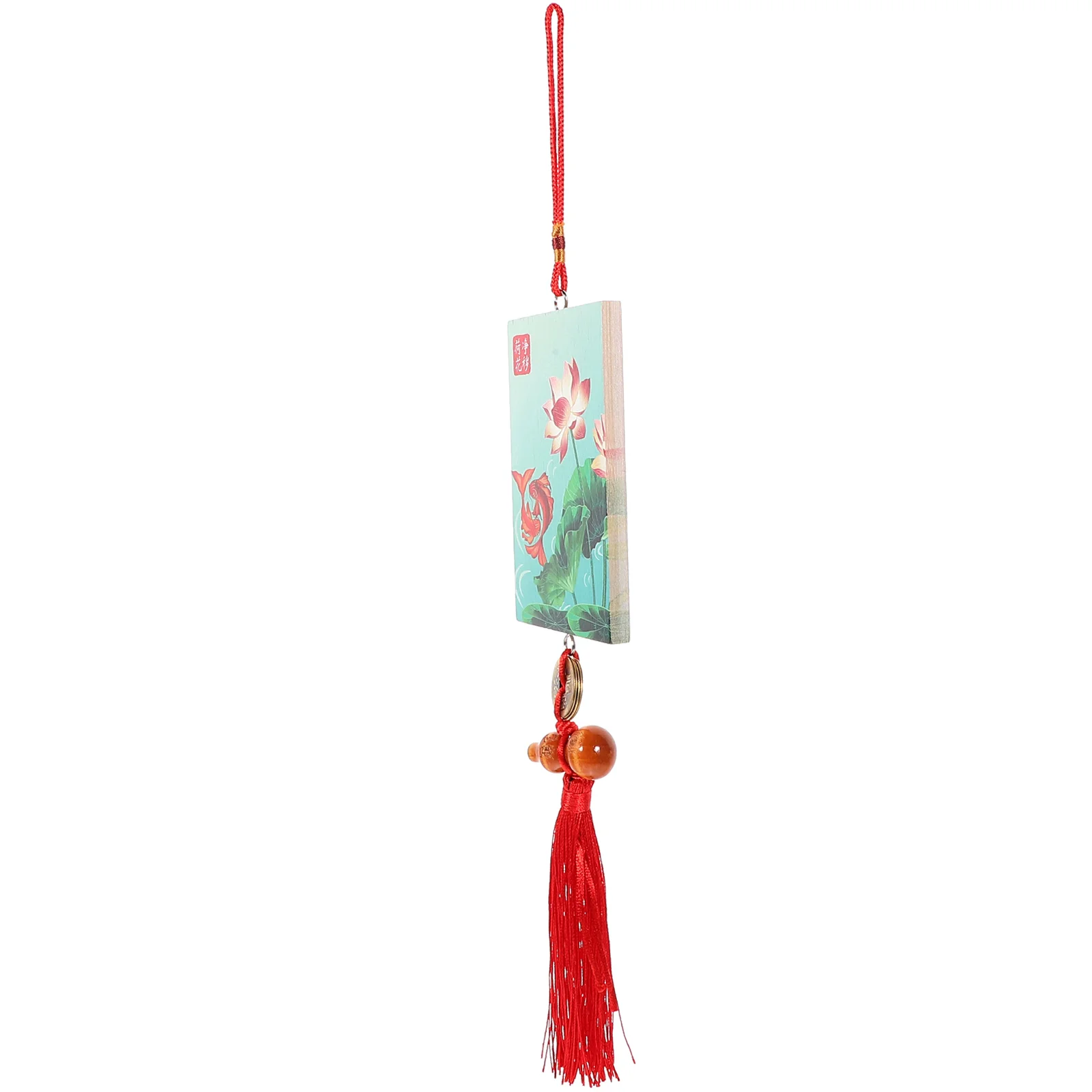 

Lotus Wood Pendant Chinese Style Car Ornaments Gourd Tassel Decorations Hanging Home Office Party Spring Festival Wooden Coin