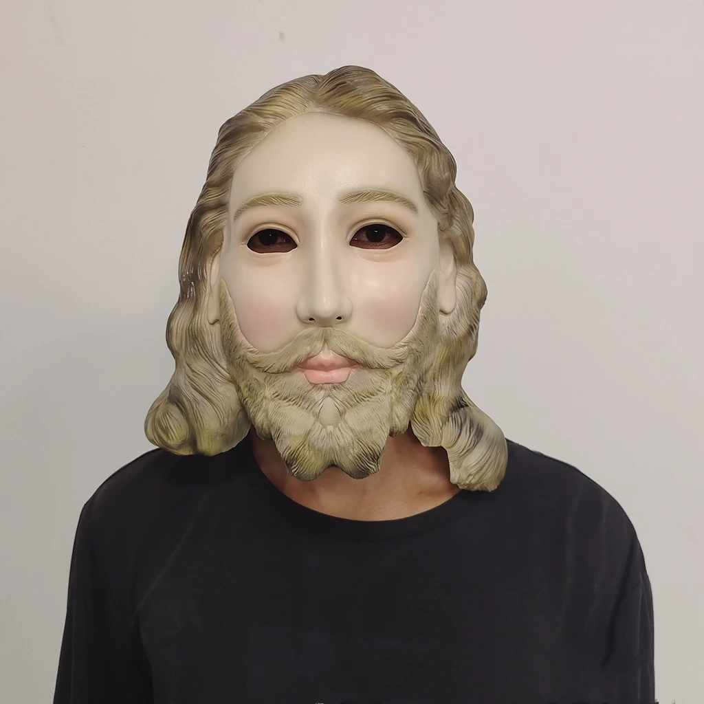 Jesus Savior Mask Full Face Cosplay Costume Halloween Easter Funny Dress Props for Adult