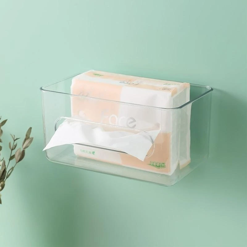 

652F Transparent Tissue Container Holder Roll Paper Tissue Box Rack for Toilet Home Office Towel Napkin Tissue Holder
