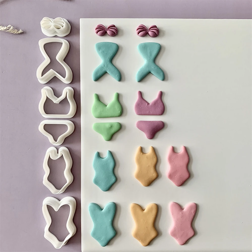 Bikini-förmiger Polymer-Ton-Ohrring-Schneider, Sommerurlaub, Strand, baumelnde Tonformen für Anhänger, Schmuck, handgefertigte Schneidwerkzeuge – Detail 1