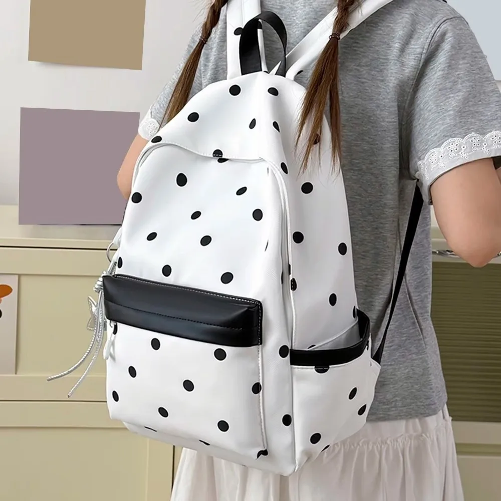 Cute Large Size Polka Dot Backpack Ins Style Aesthetic Fashion Casual Design Daypack Backpack Casual Rucksack For Girls