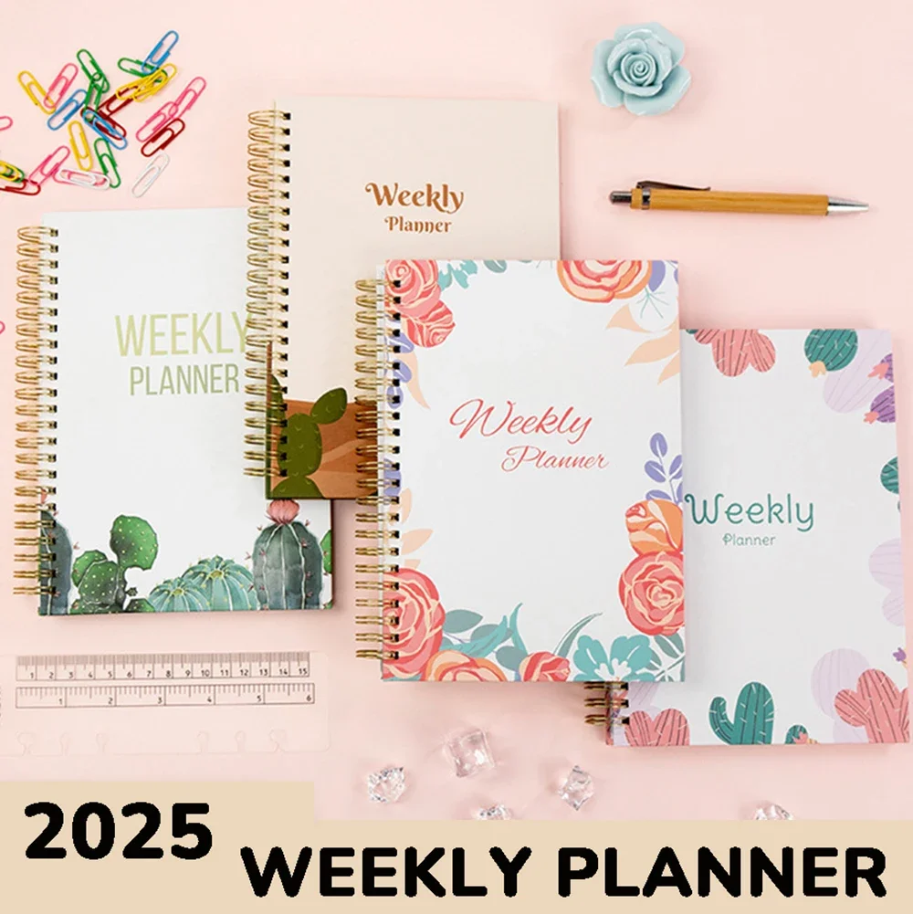 

2025 Weekly Planner Spiral Notebook Notepad Daily Monthly Chedule School Office Stationry