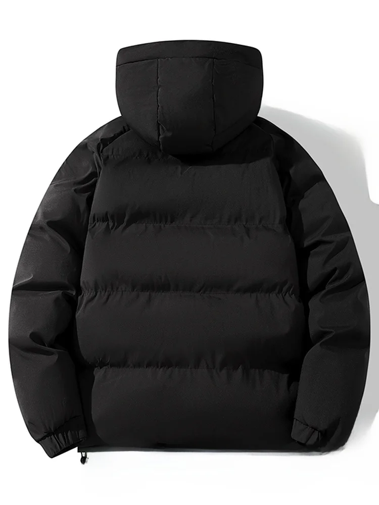 

Men's Thiened Winter Cotton Jaet Hooded Coat Double Bar Winter Warmth Faionable Stand Fit Long Sve Youth Coat