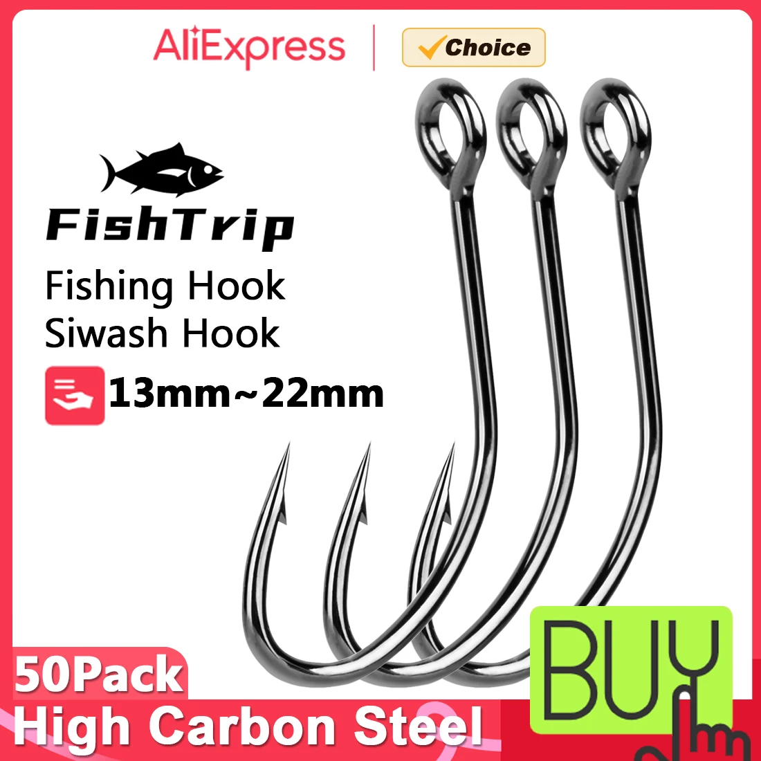 FishTrip 50 قطعة خطاف Siwash خطاف بديل لصيد الأسماك خفيف الوزن لطعوم دوارة وملاعق التصيد طعوم صلبة لـ Walleye Bass