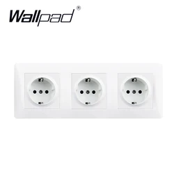 Triple EU Socket Round Back Wallpad 110-250V White Plastic Panel Euro European Standard Power Socket with Claws for EU Box
