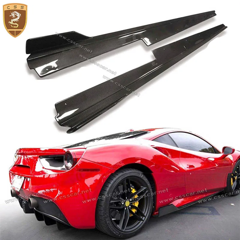 Dry Carbon Fiber Side Skirts Underboard Extension For Ferrari 488 GTB&Spider 2015-2017 CSS Style Modification Auto Accessories