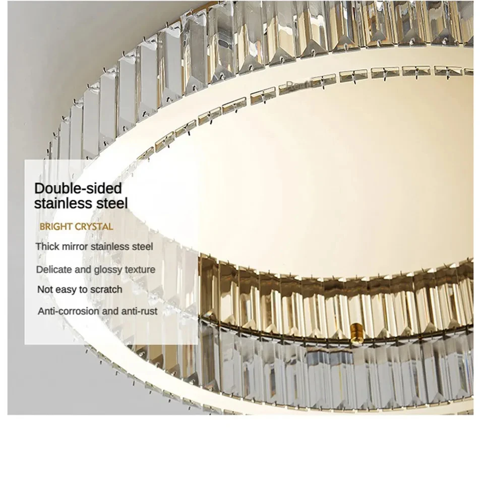 Simple Crystal Circle Lamp Ceiling Chandelier Living Room Bedroom Study Decorative Led Indoor Lighting CX608PC