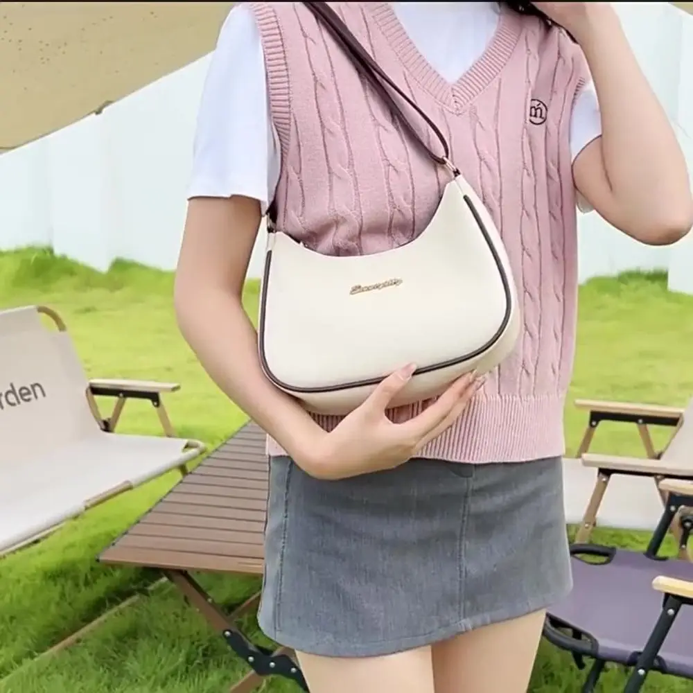 Tas Selempang Wanita Kulit PU Vintage 4 Warna Tas Bahu Korea Kapasitas Besar Tali Tahan Air Tas Ketiak Wanita Anak Perempuan