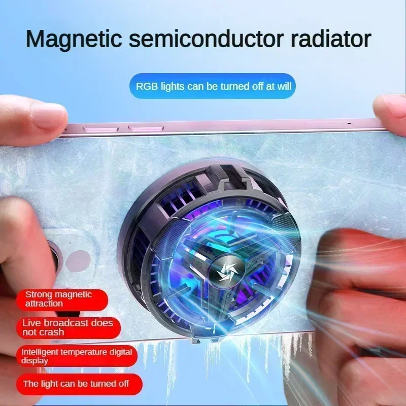 Mini RGB Light Phone Cooler Fan Semiconductor Cooling Radiator for Mobile Phone Gaming Live Broadcast Heat Dissipation Accessory