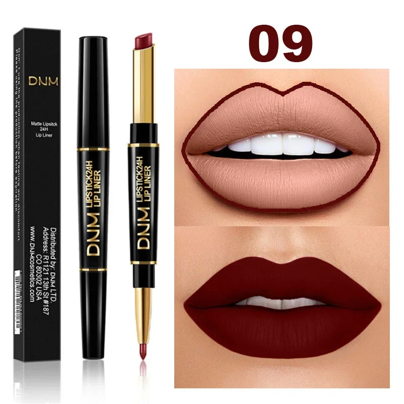 2 IN 1 Tazza antiaderente Rossetto a lunga durata Lip Liner Labbra opache impermeabili Matita Contorno Regali di San Valentino ad alta pigmentazione