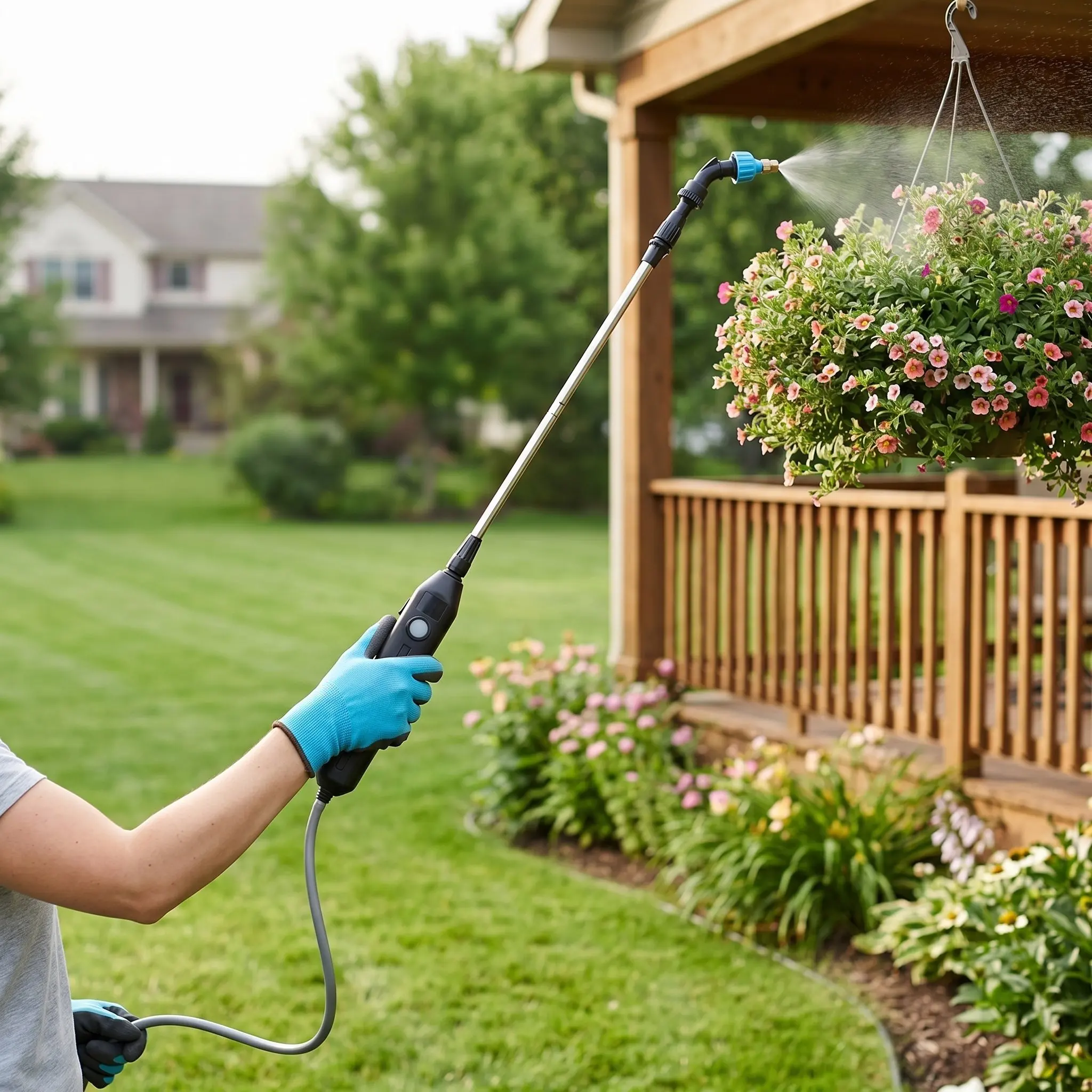 1Set Rechargeable Garden Sprayer Telescoping Wand Multi-Purpose Adjustable Nozzle Cordless Type-C Charging for Hanging Basket