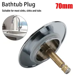 1Pcs New Pop Up Waste Stopper Bathtub Plug Brass Adjustable Bath Stopper 70mm Only Flat Seal Bathroom Tub Drain Filter