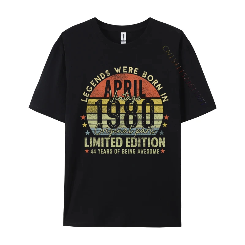 Legend Since April 1980 Vintage 44th Birthday Made In 1980 Ramen And Singing Tshirts Printed Coupons Men Tops Shirt Printed Tops