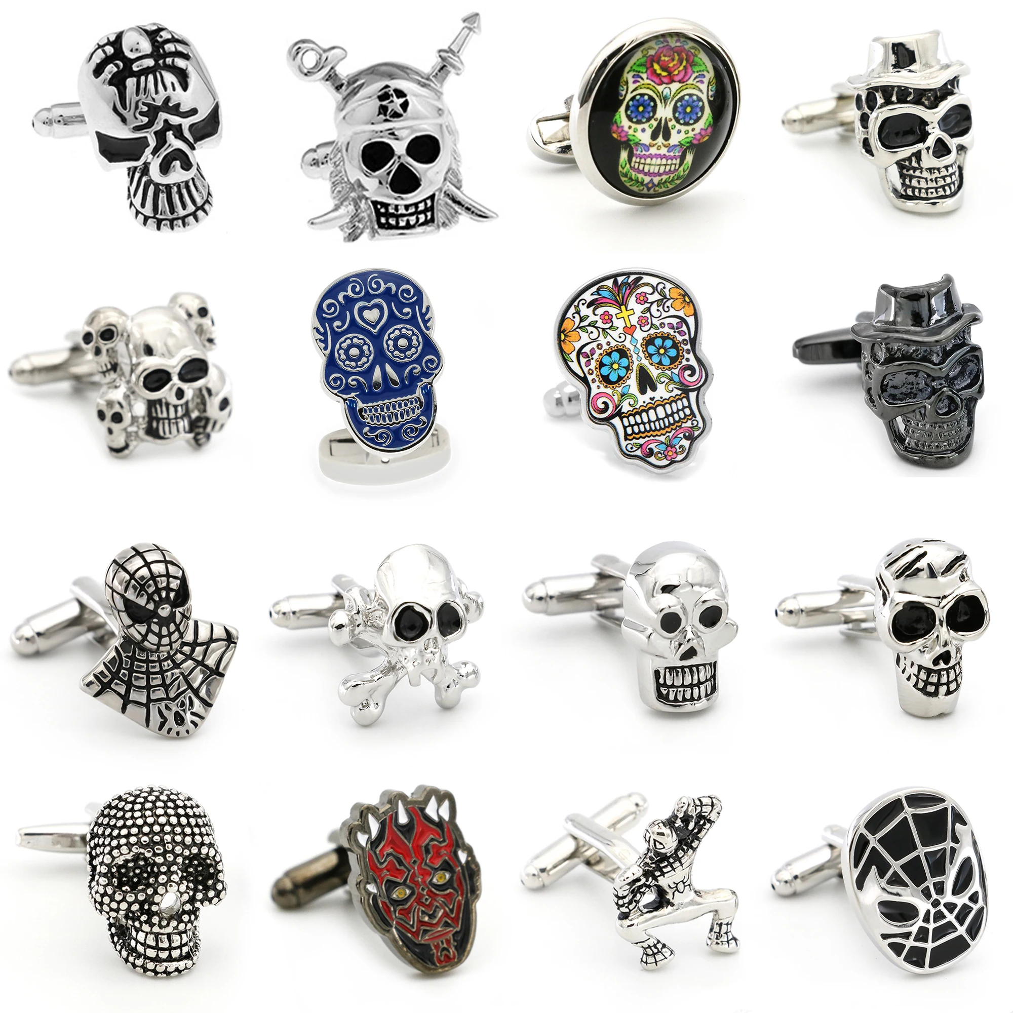 Skull Cufflinks 28 Vintage Skeleton Designs Men\'s Designer Cuff Links Wholesale&retail