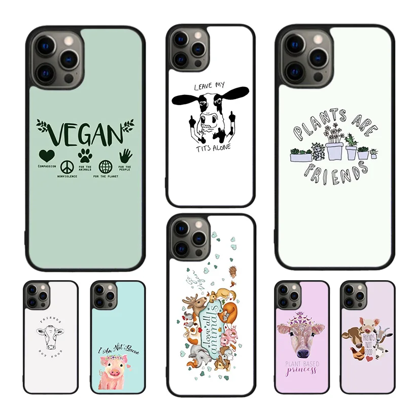 Vegetarian Quotes VEGAN FOOD ANIMAL LOVE VEGGIE Phone Case For iPhone 16 15 14 11 12 13 Pro XR XS MAX Plus coque Cover