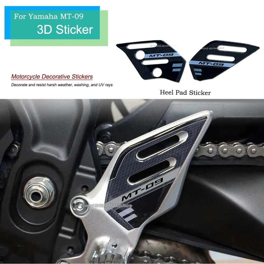 

For Yamaha Mt-09 MT 09 Sp 2021-2023 Motorcycle 3D Resin Stickers Guards Heel Pad Non-slip Anti Scratch Decal